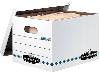 Bankers Box® Stor/File Corrugated Boxes, Letter/Legal Size, White/Blue, 10/Pack (0070314)