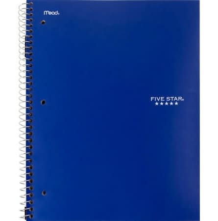 Five Star 3 Subject Wirebound Notebook, Blue