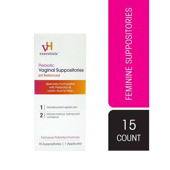 vH essentials Prebiotic pH Balanced Vaginal Suppositories - 15 count Box