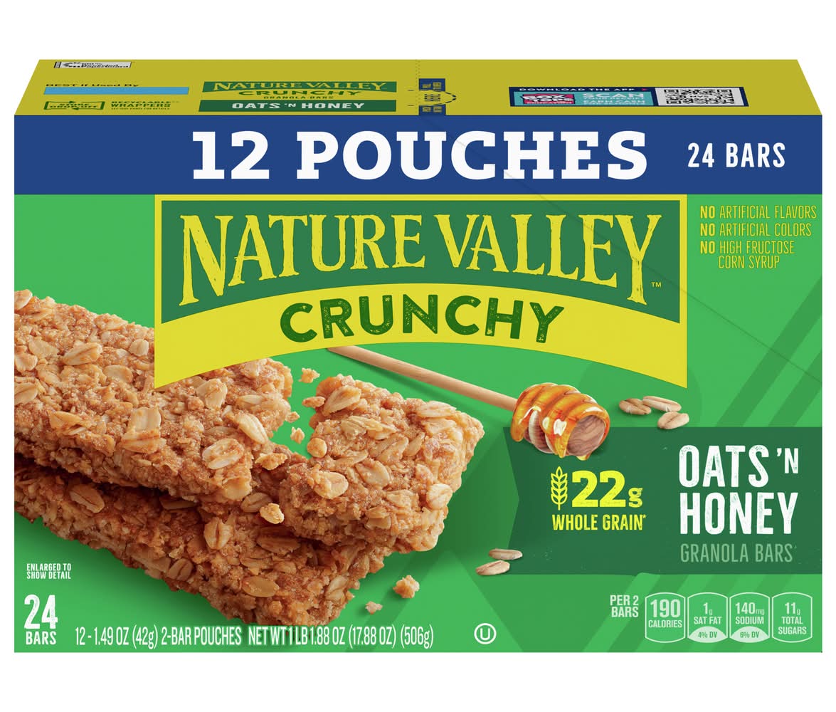 Nature Valley Crunchy Granola Bars, Oats 'N Honey (12 x 2 ct)