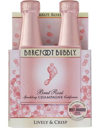 Barefoot Bubbly Rose Sparkling Wine 4 Pack 187mL Bottles