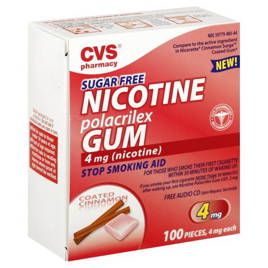 Cvs Pharmacy Sugar Free Coated Cinnamon 4 mg Nicotine Polacrilex Gum