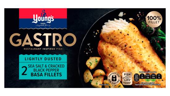 Young's Gastro Sea Salt & Cracked Black Pepper Basa Fillets (2 pack)
