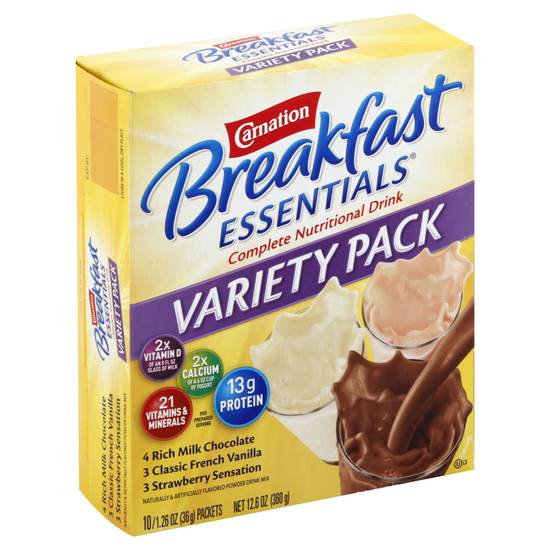 Carnation Breakfast Essentials Nutritional Drink Variety pack (10 ct, 1.26 oz)