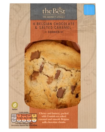 Morrisons Belgian Chocolate-Salted Caramel, The Best on Market Street Cookies (4 pack)