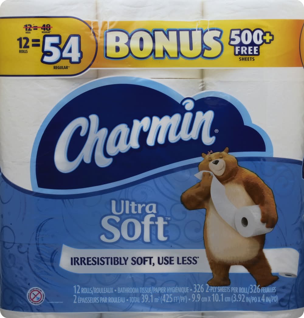Charmin Ultra Soft Bathroom Tissue, 9.9x10.1cm, White (12 ct)