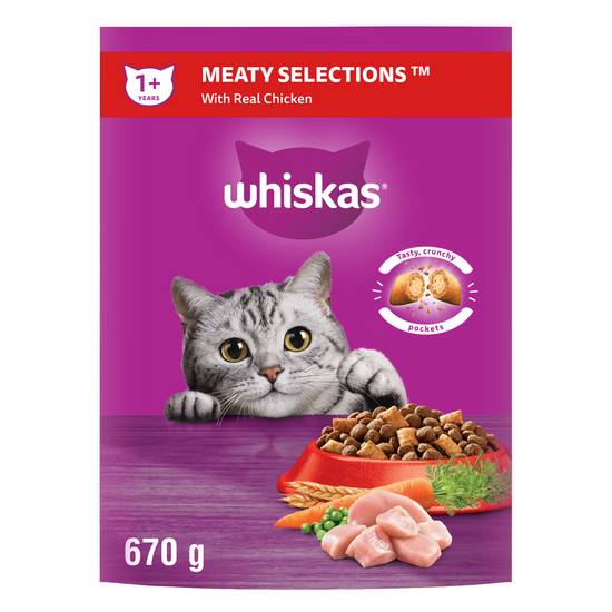 Whiskas Dry Cat Food Meaty Selections (real chicken)