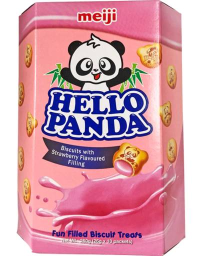 Meiji Hello Panda Biscuits With Creamy Filling, Strawberry (260g, 10 pack)