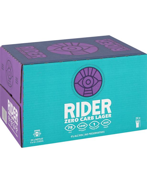 Rider Lite 4% Lager Bottles 24x330mL