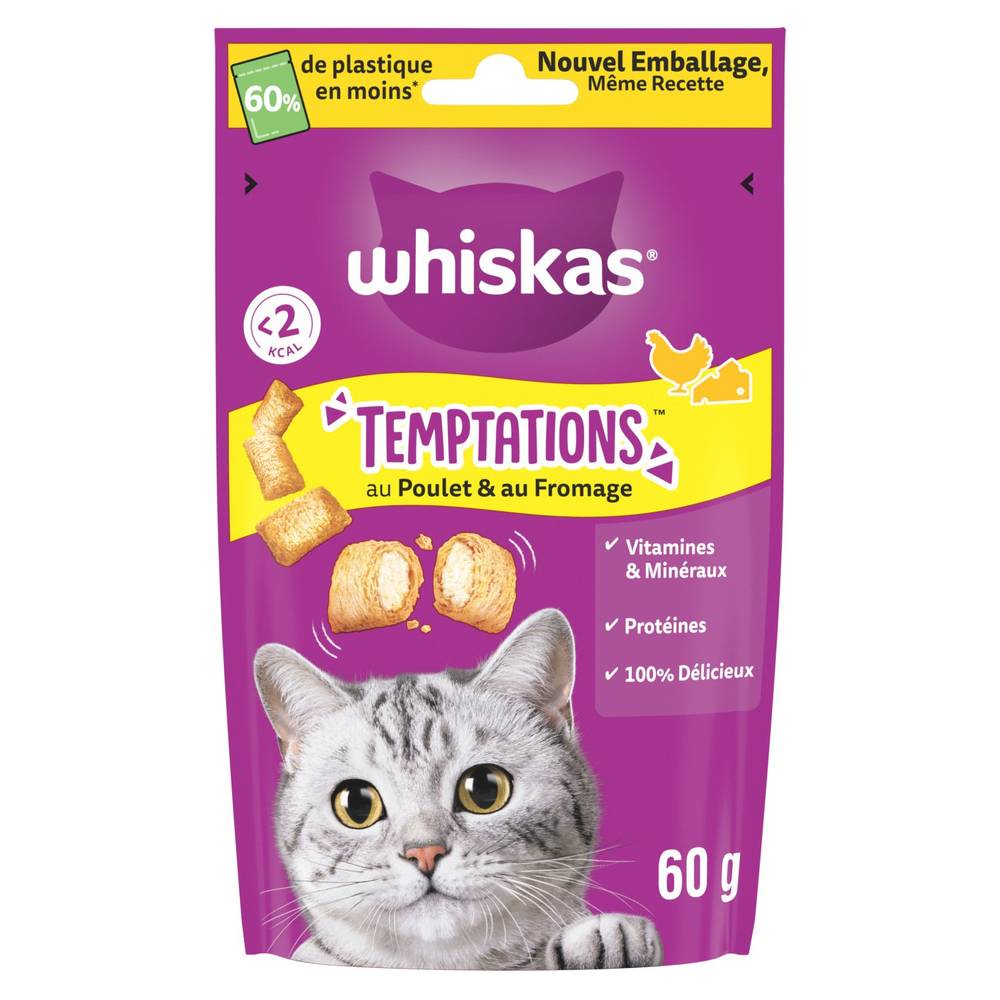 Whiskas - Temptations friandises au poulet et au fromage (60g)