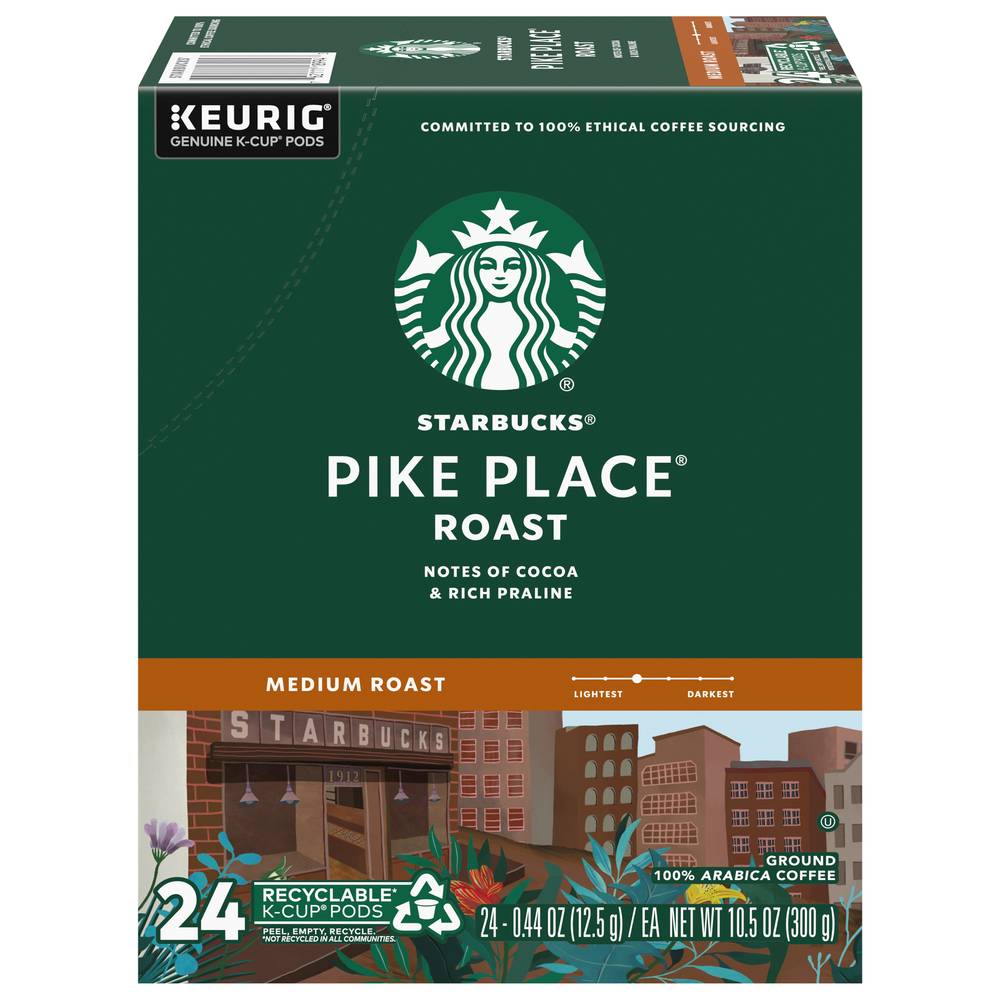 Starbucks Pike Place Medium Roast K-Cup Pods Coffee (10.5 oz)