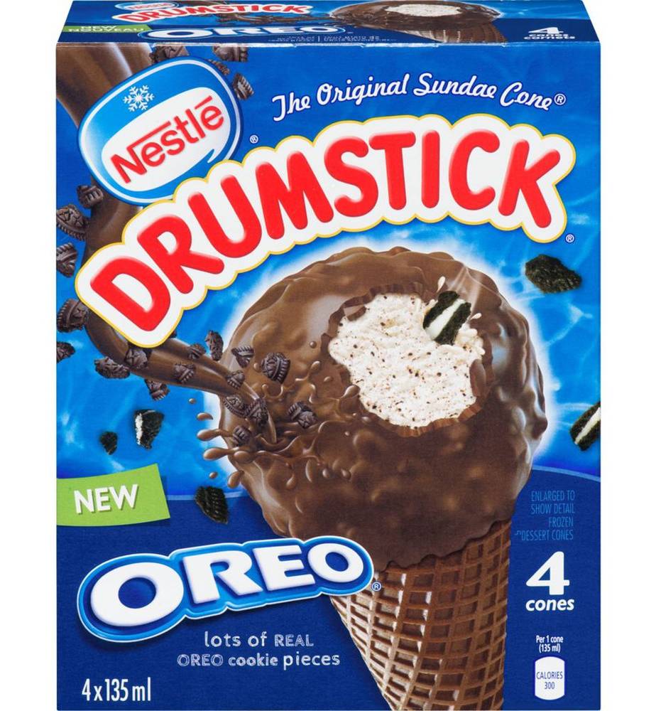 Drumstick The Original Sundae Dessert Cones, Oreo (540 ml, 4 ct)