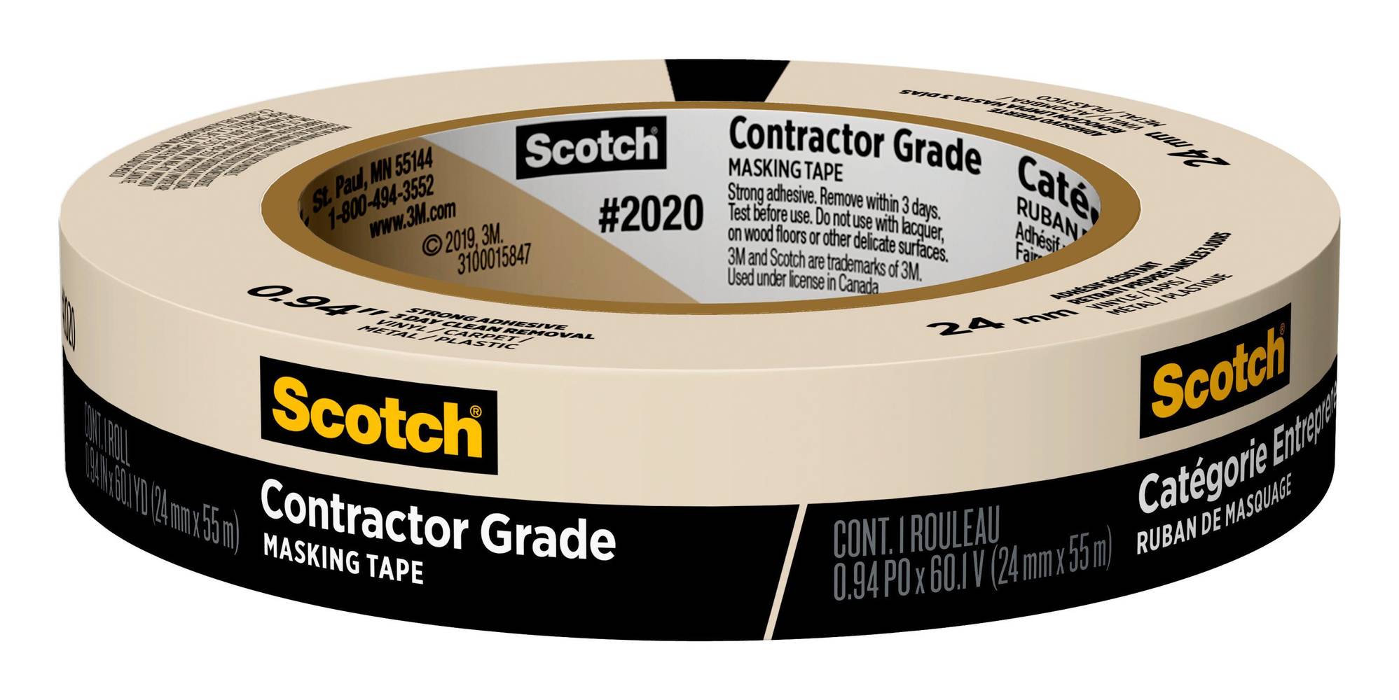 Scotch 2020 Contractor Grade 0.94-in x 60 Yard(s) Masking Tape | 2020-24AP