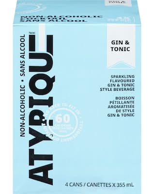 Atypique cocktail sans alcool gin tonic - gin and tonic non alcoholic cocktail (4 pièces, 355 ml)