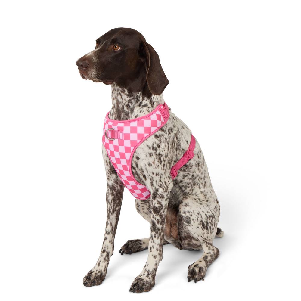 Top Paw Pink Checkered Adjustable Fashion Comfort Dog Harness (Size: Medium)