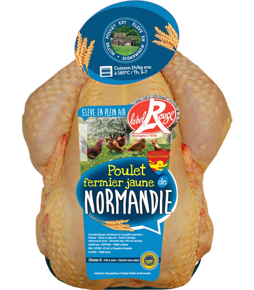 Label Rouge - Poulet fermier jaune prêt à cuire normandie (1,63kg)