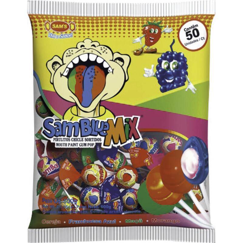 Sam's pirulitos chicle sortidos samblue mix (50 unidades)