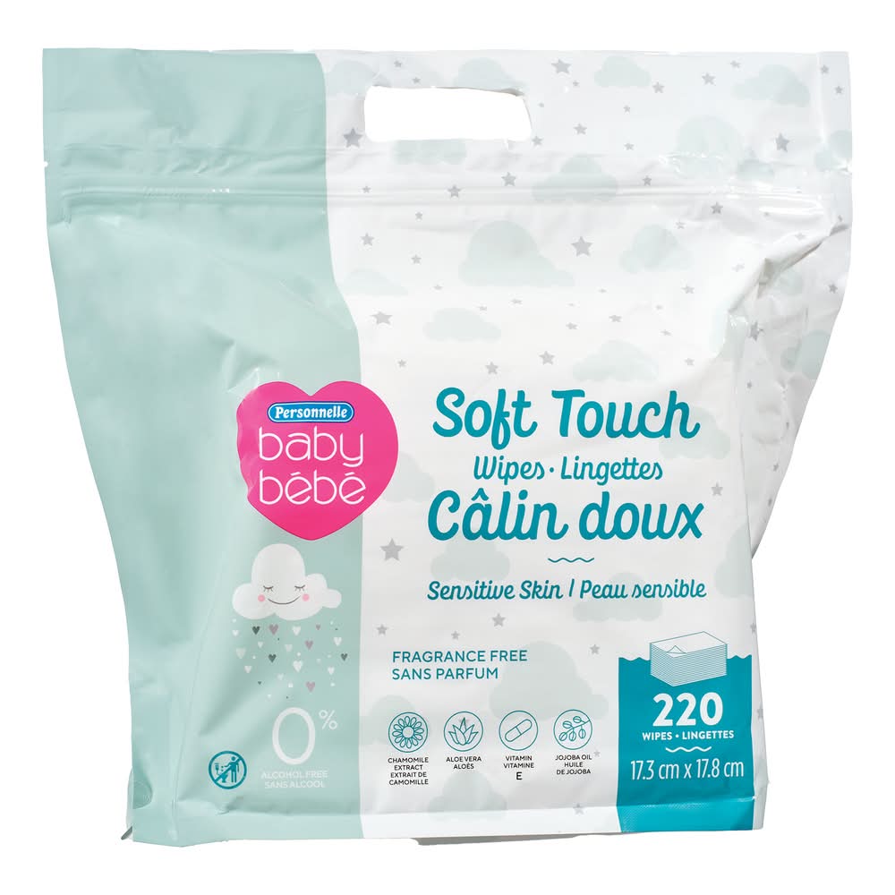 Personnelle lingette humide pour peau sensible de bébé - wet wipes for baby sensitive skin (220 unités) (6.81x7.01 in)