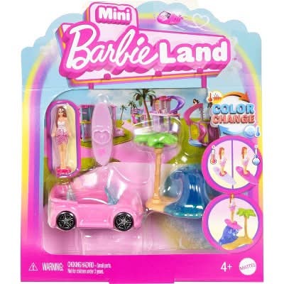 Barbie Mini BarbieLand Vehicle Set with 1.5" Doll & Beach Convertible with Color Change