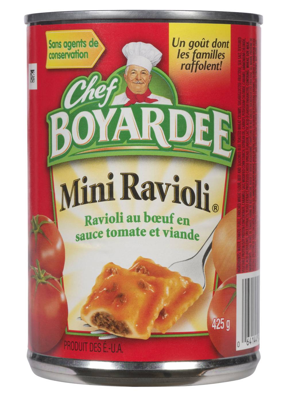 Chef boyardee mini ravioli à la sauce tomate et à la viande - mini ravioli in tomato and meat sauce (boeuf)