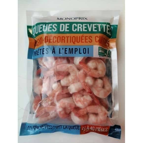 Monoprix Queues De Crevettes Décortiquées Cuite Asc, Surgelé La Boite De 300G