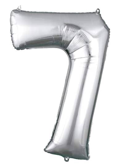 Inflated 34" Silver Number Mylar Balloon