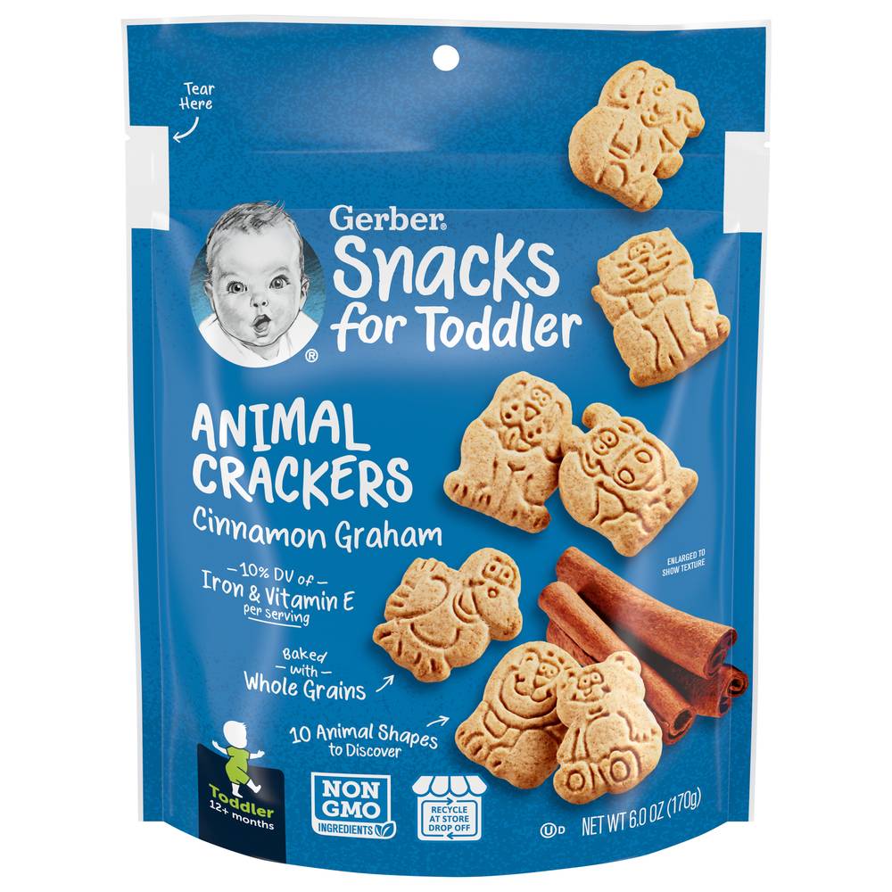 Gerber Snacks For Toddler Cinnamon Graham Animal Crackers (6 oz)