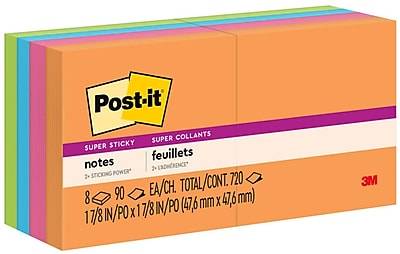 Post-It Super Sticky Notes, 2 in X 2 In, Rio De Janeiro Collection (8 pads/ct)
