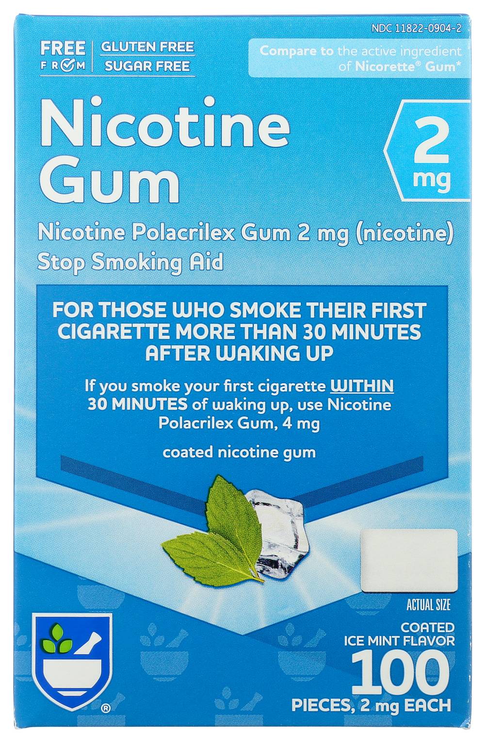 Rite Aid Ice Mint Nicotine Gum - 2mg, 100 ct