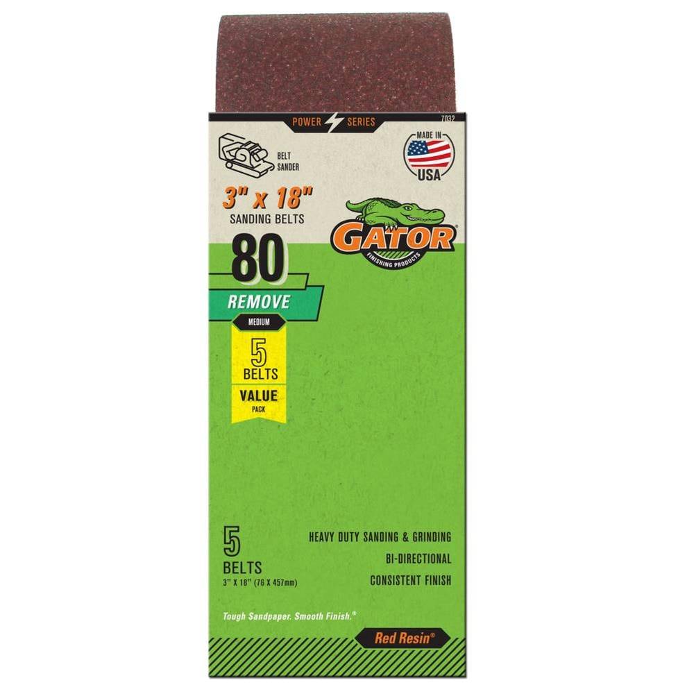 Gator Ali 3 x 18 A/O 80# 5PK 5-Piece Aluminum Oxide 80-Grit Belt Sandpaper | 7032