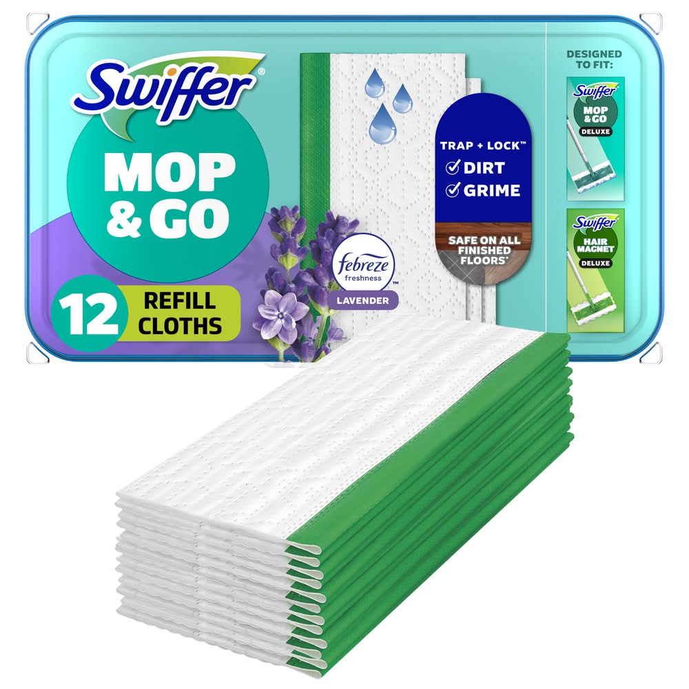 Swiffer Sweeper Wet Comfort Mopping Cloths, Lavender (5 oz, 12 ct)