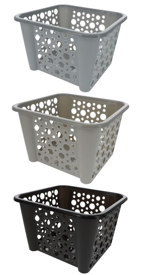 Stackable Baskets, L, Light Grey-Dark Grey-Black (3 pack)