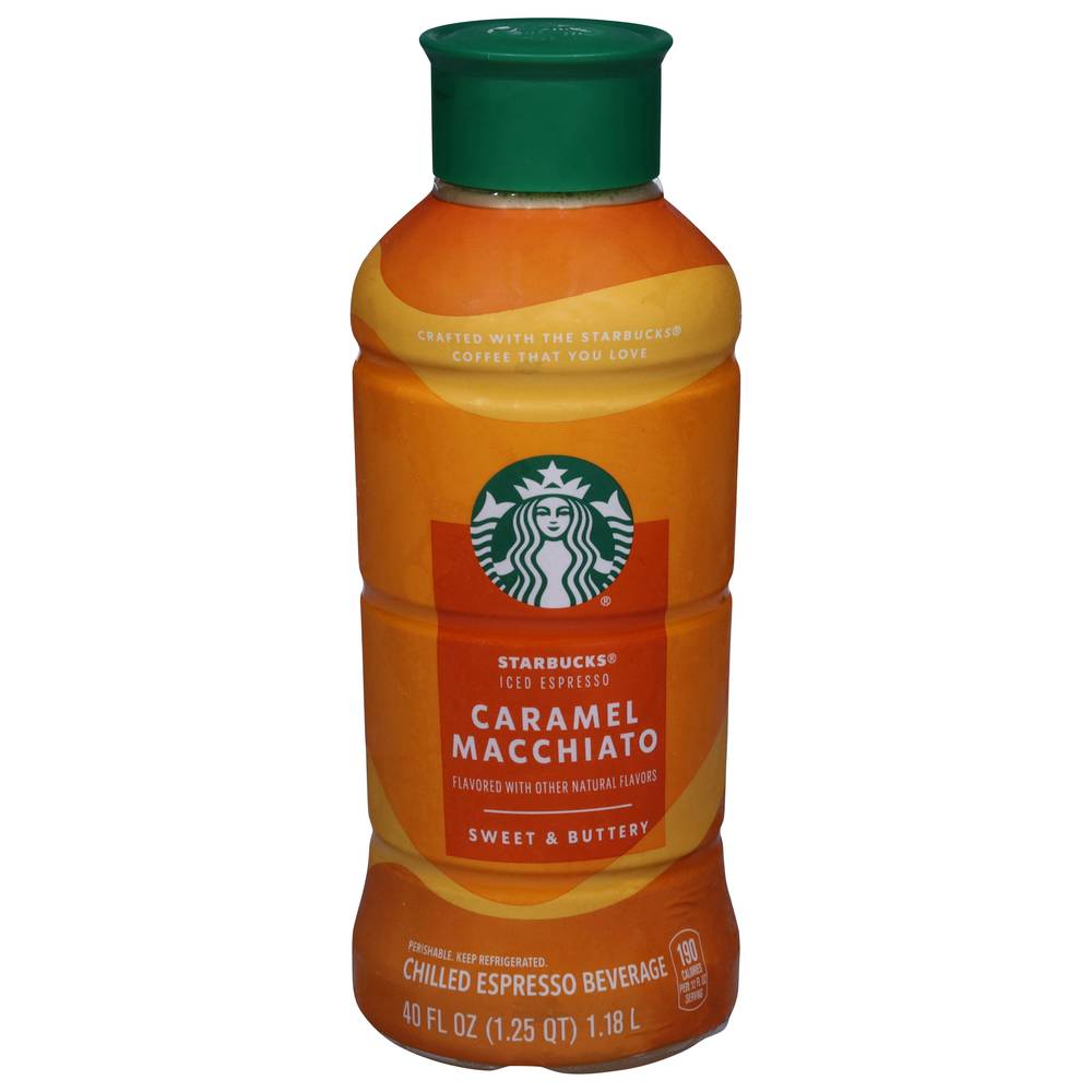 Starbucks Iced Espresso Beverage Caramel Macchiato Flavored (40 fl oz) (sweet & buttery )