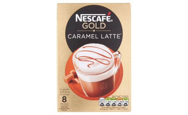 Nescafe Gold Caramel Latte Instant Coffee 8 x 17g Sachets (395046)