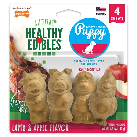 Nylabone Natural Healthy Edibles Chew Treats For Puppies (lamb-apple)