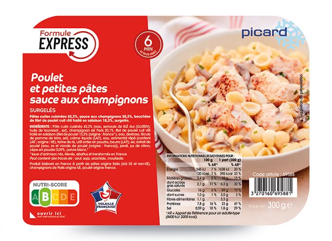 Poulet et petites pâtes sauce aux champignons, Formule express