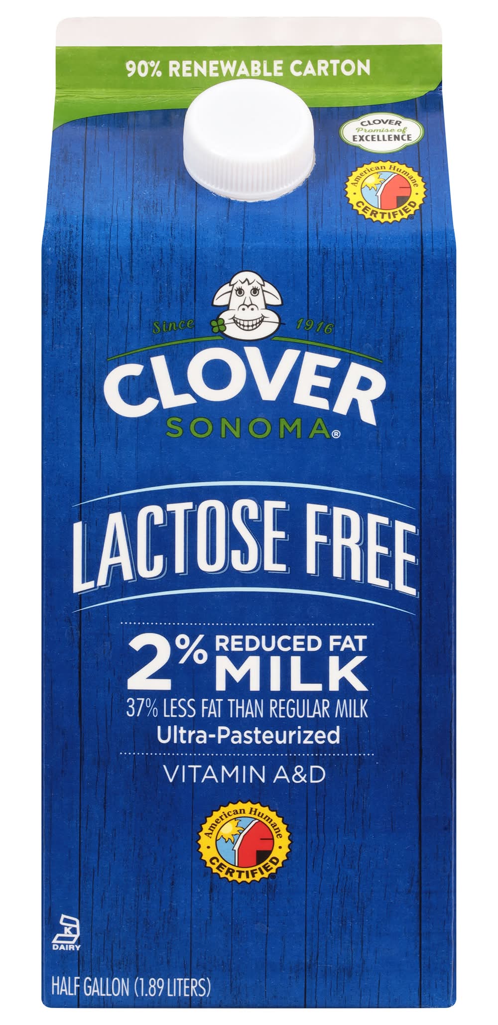 Clover Sonoma Lactose Free 2% Milk (1.89 L)