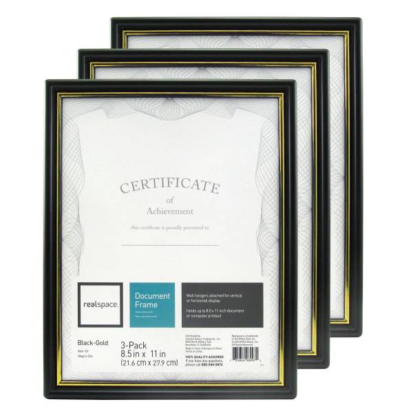 Realspace Document & Certificate 3.5 X 11 Inch Black& Gold Holders (3 pack)