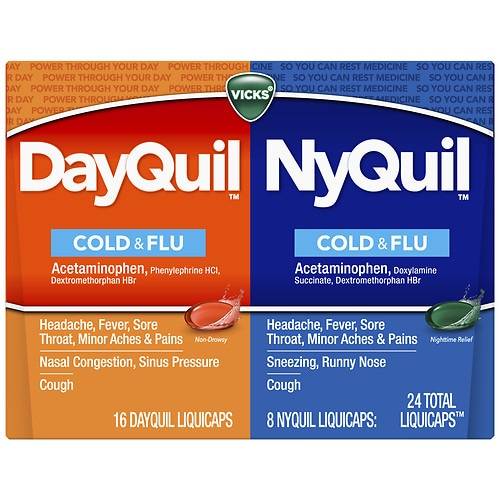 Vicks Dayquil Nyquil Cold, Flu and Congestion Medicine, LiquiCaps - 48.0 ea