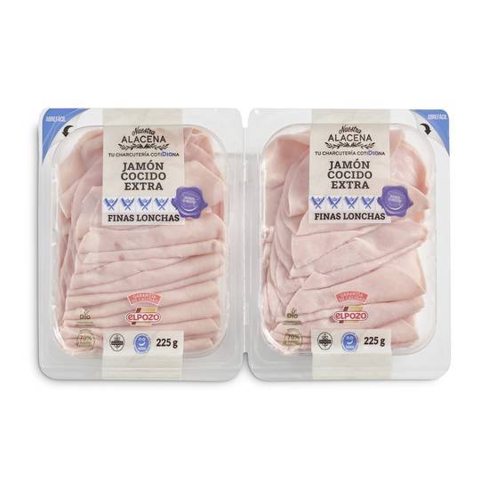 DIA NUESTRA ALACENA jamón cocido extra finas lonchas envase 2 x 225 gr