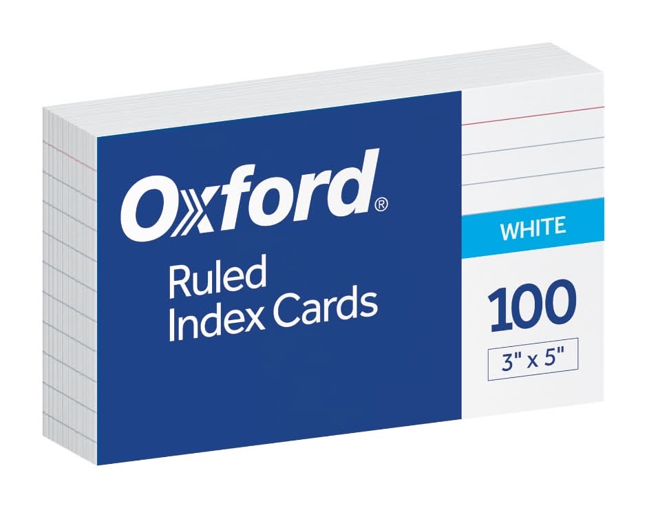 Oxford Ruled Index Cards, 3"x5", White (100 ct)