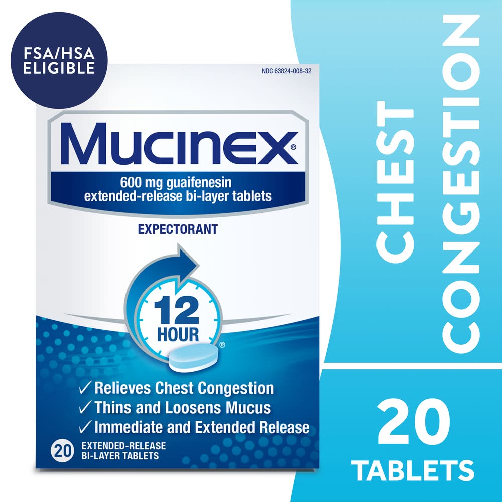 Mucinex Expectorant Guaifenesin Tablets (20 ct)