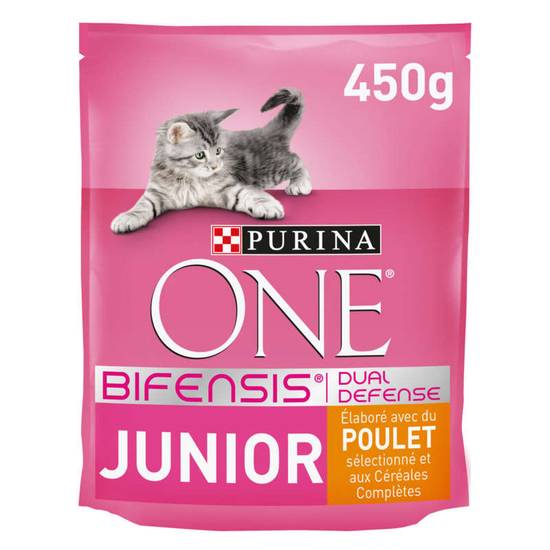 Purina One bifensis junior croquettes pour chaton 1 à 12 mois poulet et céréales complètes 450 g
