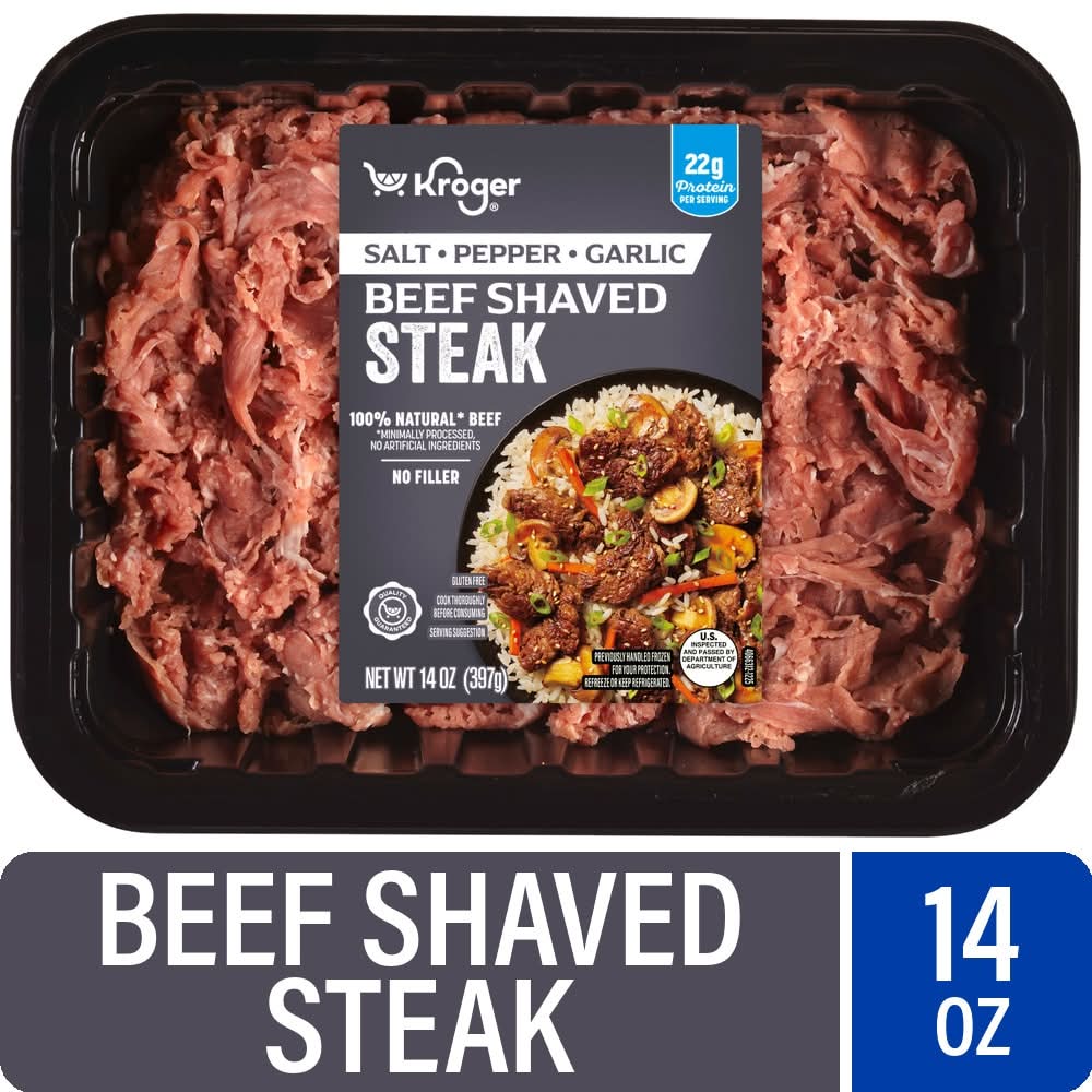 Kroger Beef Shaved Steak, Salt Pepper and Garlic (14 oz)