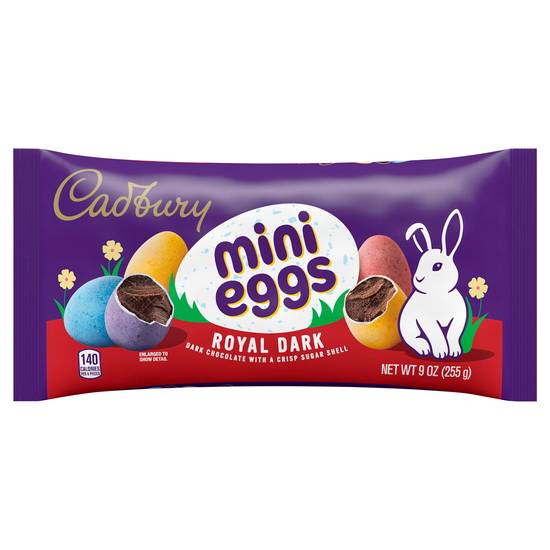 Cadbury Mini Eggs Royal Dark Chocolate With a Crisp Sugar Shell Treats, Easter Candy, 9 Oz, Bag