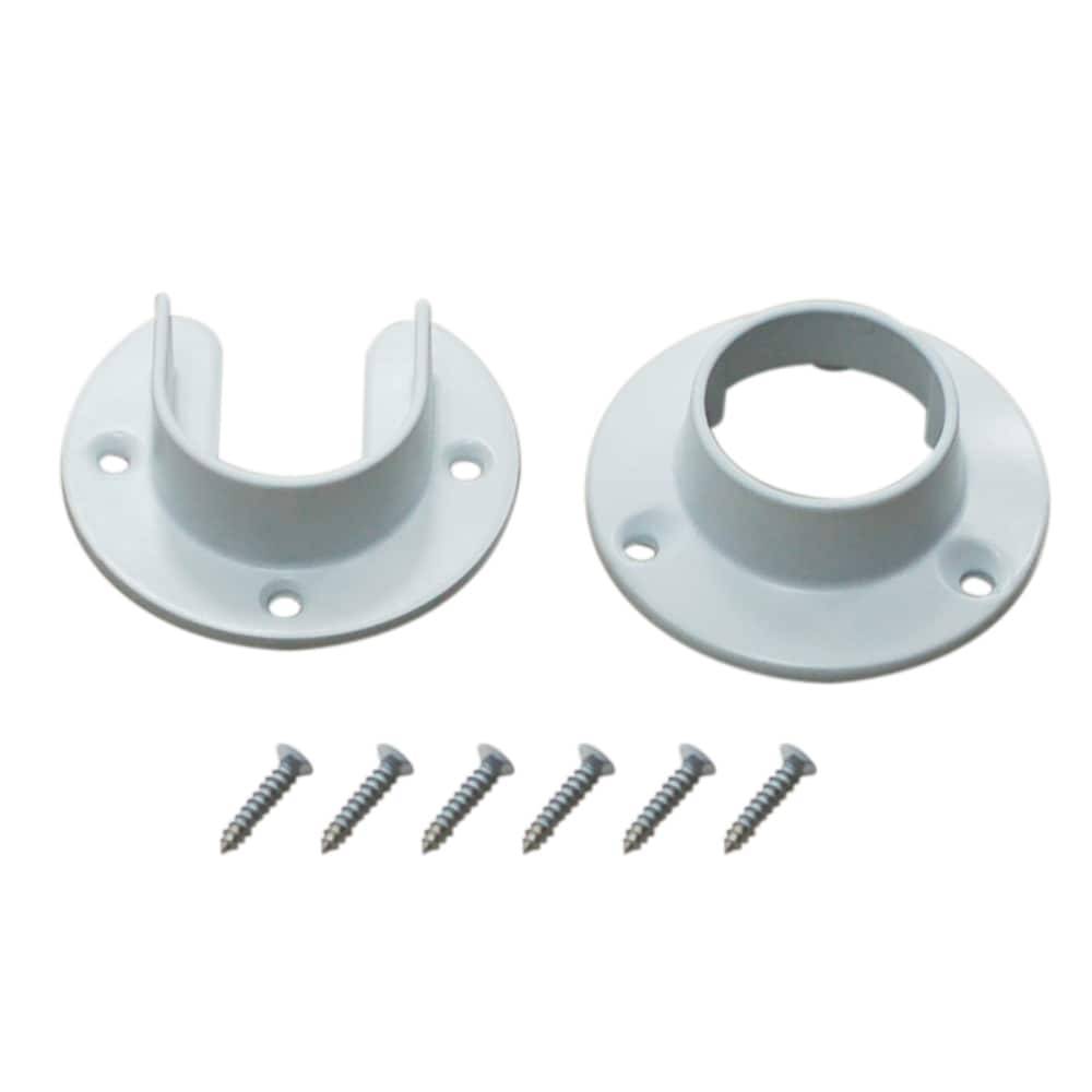 Project Source Rod Flange 2.72-in x 0.75-in White Steel/Zinc Alloy Rod Support/End Caps (2-Pack) | 23723PHSLG