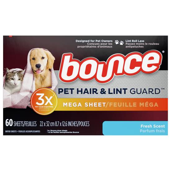 Bounce Pet Hair & Lint Guard Fresh Scent Dryer Sheets (60 ct)