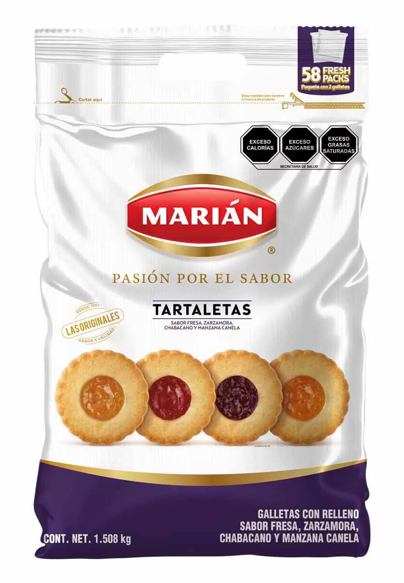 Marián · Tartaletas rellenas con mermelada de fruta, surtido (58 un)