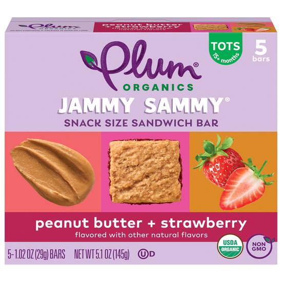 Plum Jammy Sammy Tots Peanut Butter & Strawberry Sandwich Bars( 5 Ct)