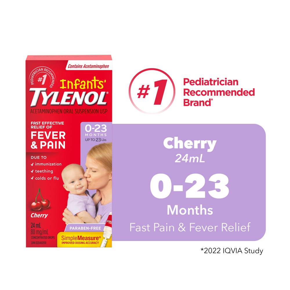 Tylenol Infants Medicine, Fever & Pain Drops, Cherry (24 g)